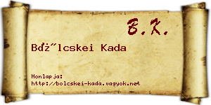 Bölcskei Kada névjegykártya
